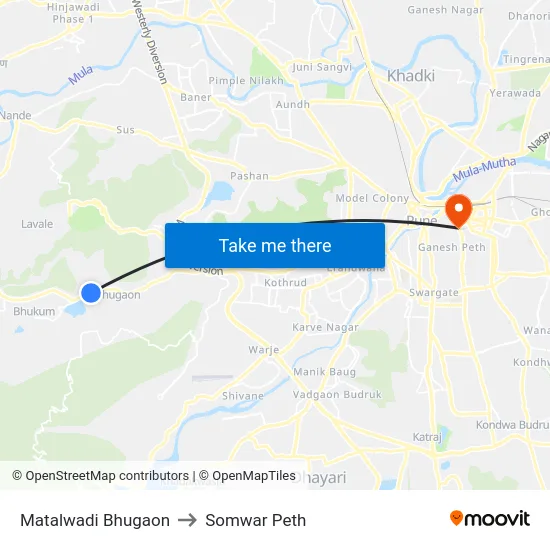 Matalwadi Bhugaon to Somwar Peth map