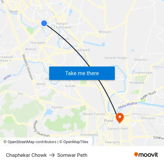 Chaphekar Chowk to Somwar Peth map