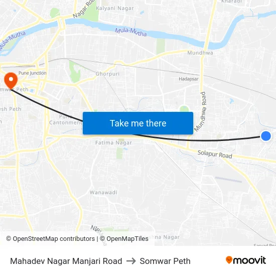 Mahadev Nagar Manjari Road to Somwar Peth map