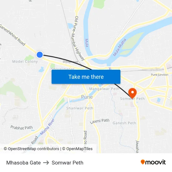 Mhasoba Gate to Somwar Peth map