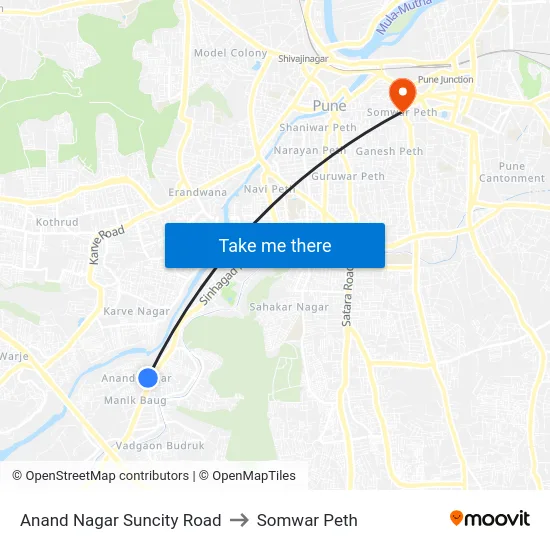 Anand Nagar Suncity Road to Somwar Peth map