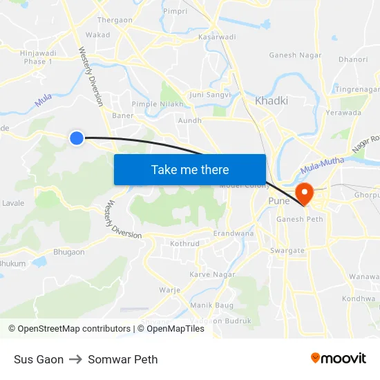 Sus Gaon to Somwar Peth map