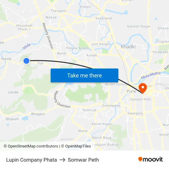 Lupin Company Phata to Somwar Peth map