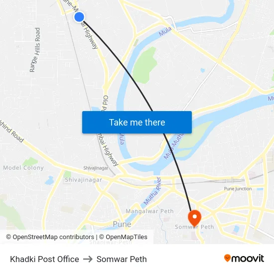 Khadki Post Office to Somwar Peth map