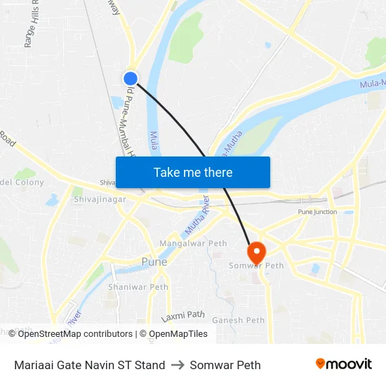 Mariaai Gate Navin ST Stand to Somwar Peth map