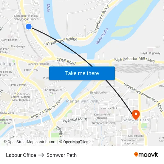 Labour Office to Somwar Peth map