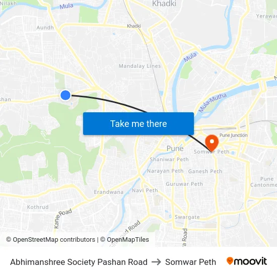 Abhimanshree Society Pashan Road to Somwar Peth map