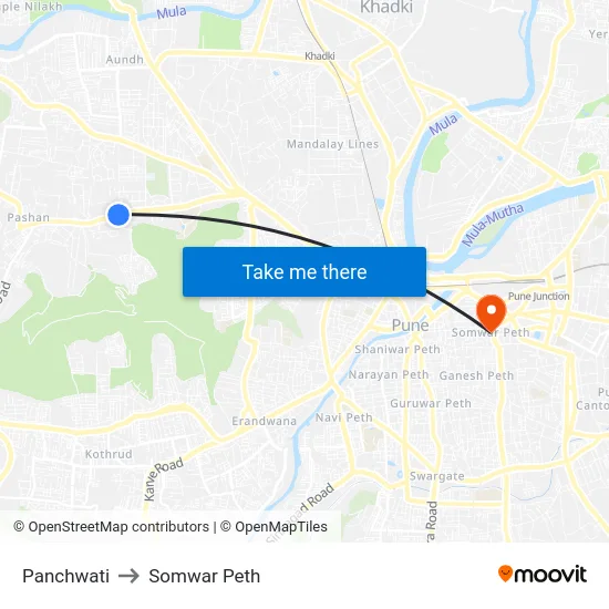 Panchwati to Somwar Peth map