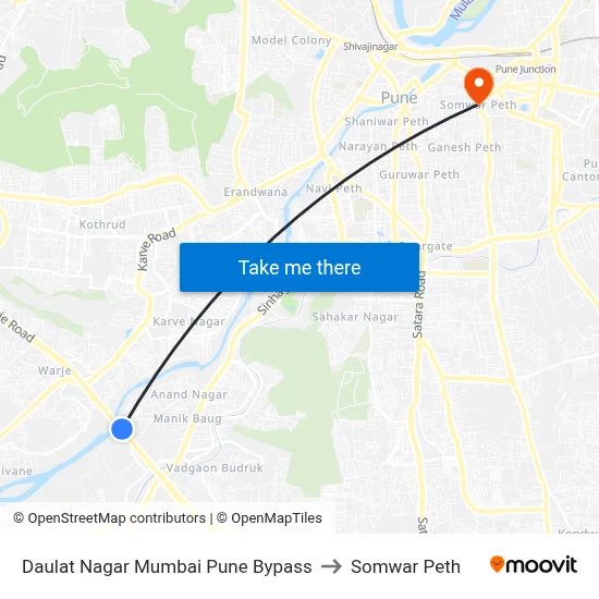 Daulat Nagar Mumbai Pune Bypass to Somwar Peth map