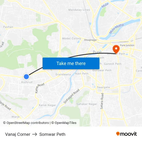 Vanaj Corner to Somwar Peth map