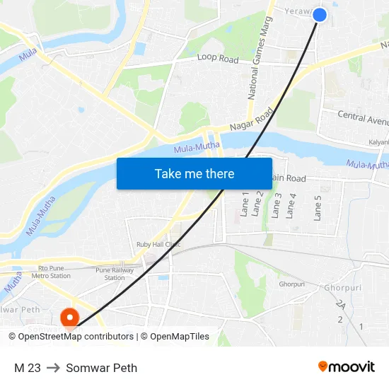 M 23 to Somwar Peth map