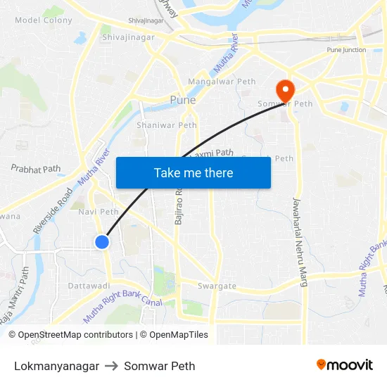 Lokmanyanagar to Somwar Peth map