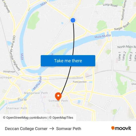 Deccan College Corner to Somwar Peth map