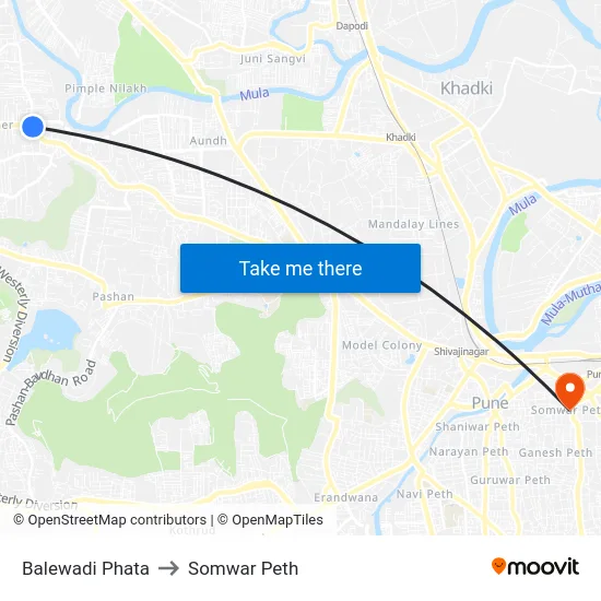 Balewadi Phata to Somwar Peth map