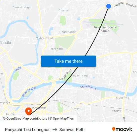 Panyachi Taki Lohegaon to Somwar Peth map