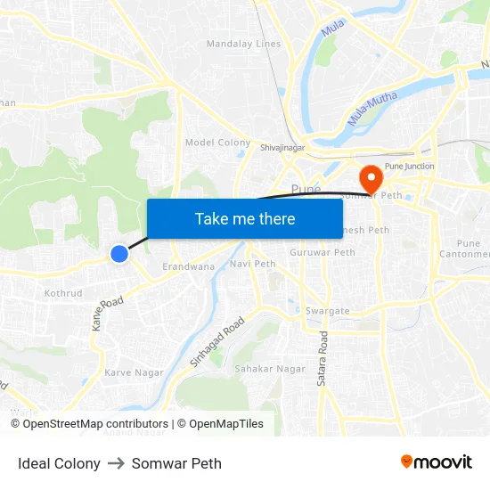 Ideal Colony to Somwar Peth map