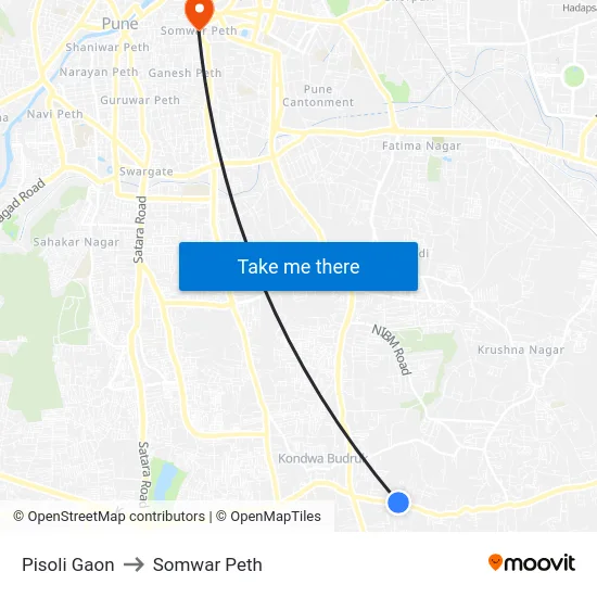 Pisoli Gaon to Somwar Peth map