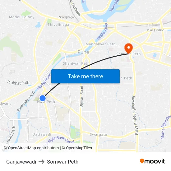 Ganjavewadi to Somwar Peth map