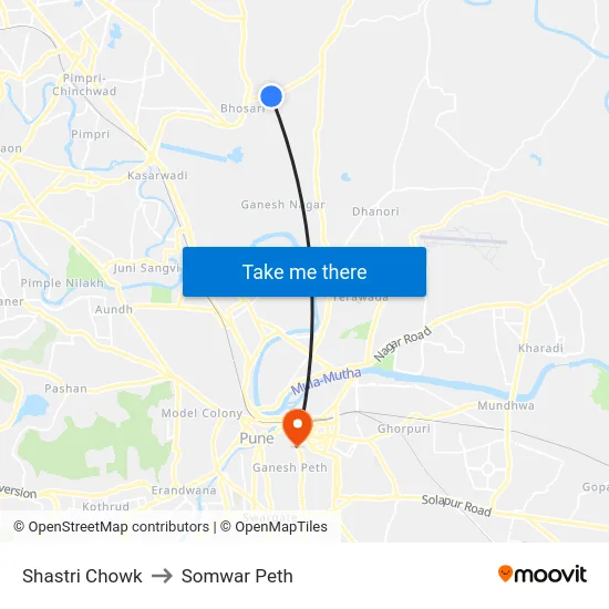 Shastri Chowk to Somwar Peth map