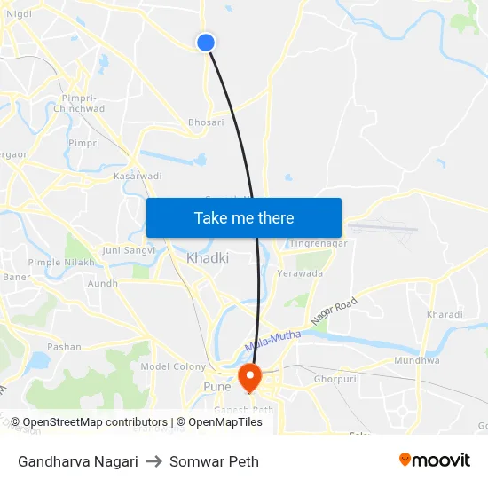 Gandharva Nagari to Somwar Peth map