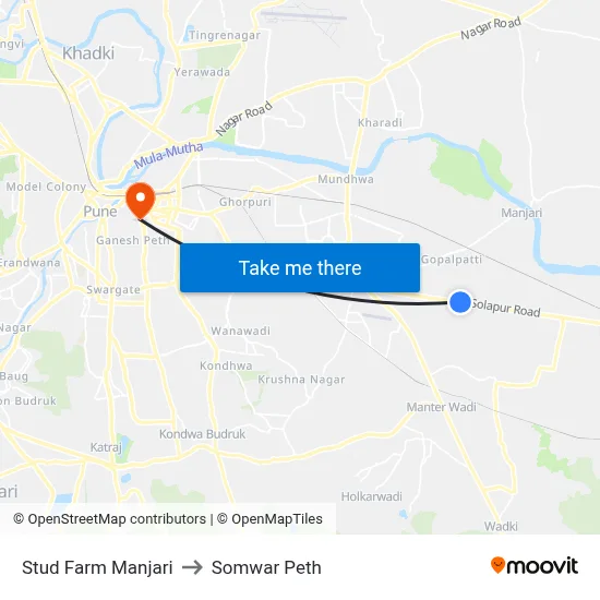 Stud Farm Manjari to Somwar Peth map