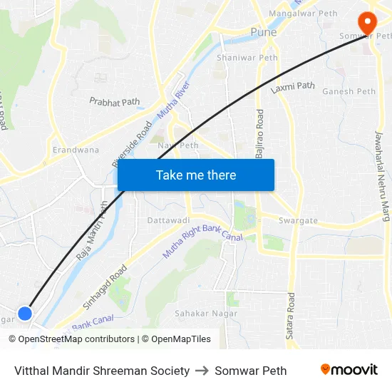 Vitthal Mandir Shreeman Society to Somwar Peth map