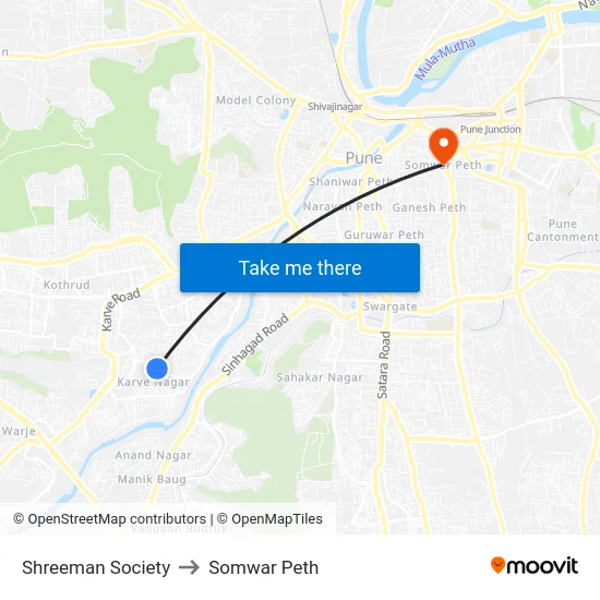 Shreeman Society to Somwar Peth map