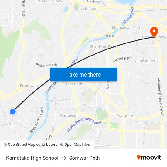 Karnataka High School to Somwar Peth map