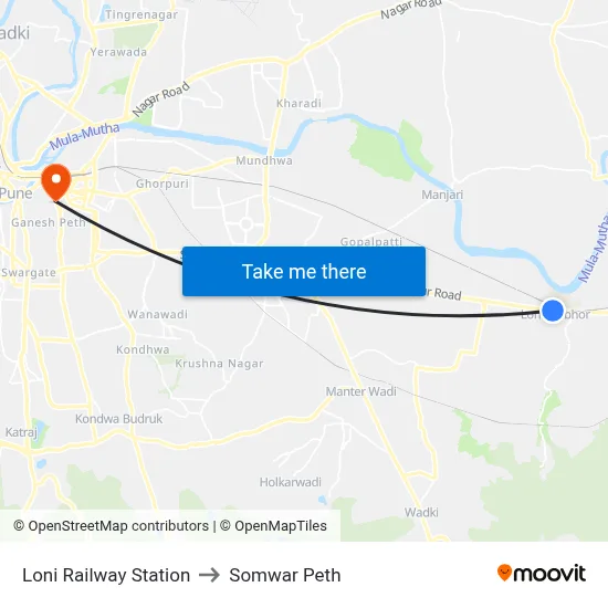 Loni Railway Station to Somwar Peth map