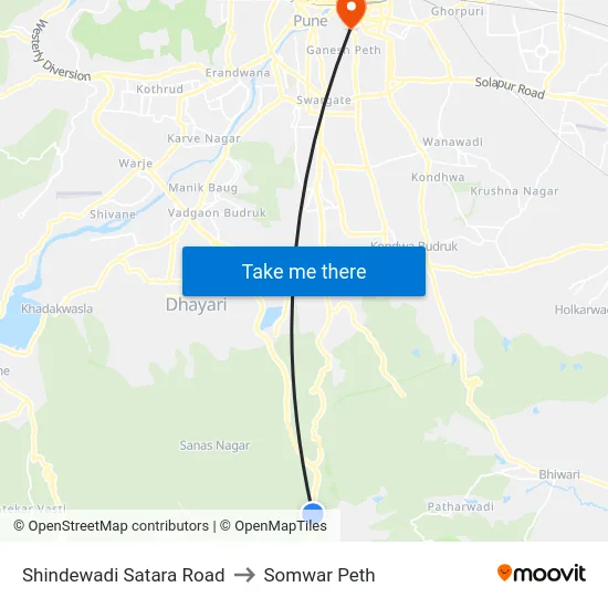 Shindewadi Satara Road to Somwar Peth map