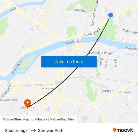 Shastrinagar to Somwar Peth map