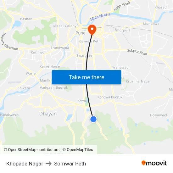 Khopade Nagar to Somwar Peth map