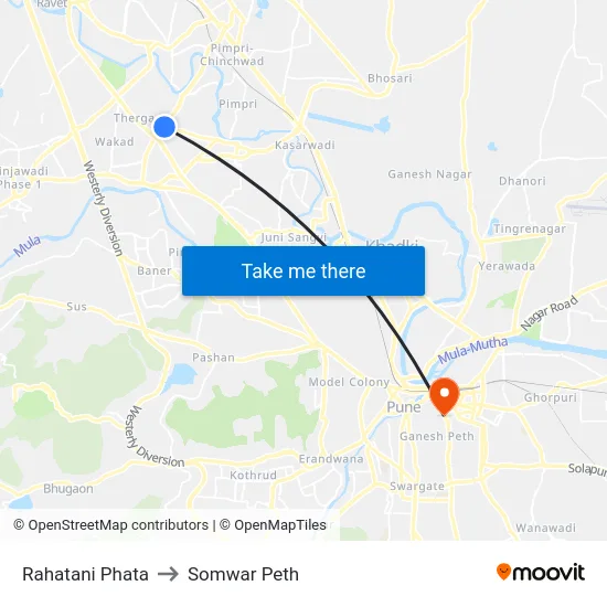 Rahatani Phata to Somwar Peth map