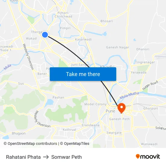 Rahatani Phata to Somwar Peth map