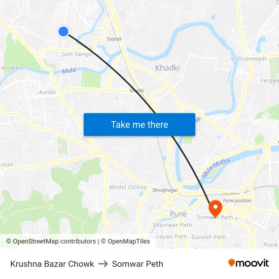 Krushna Bazar Chowk to Somwar Peth map