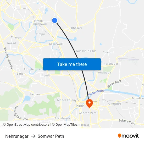 Nehrunagar to Somwar Peth map