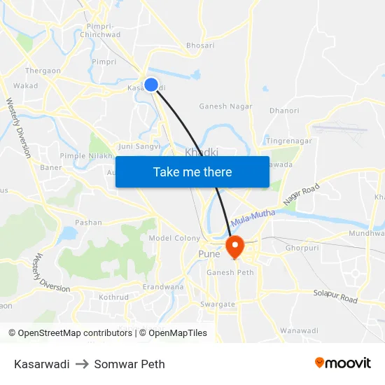 Kasarwadi to Somwar Peth map