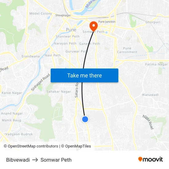 Bibvewadi to Somwar Peth map