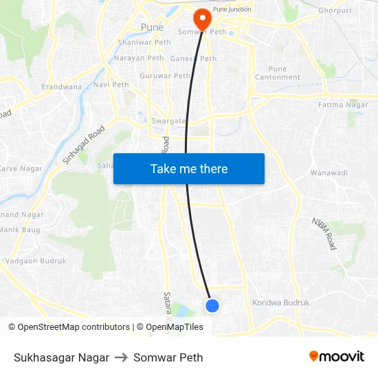 Sukhasagar Nagar to Somwar Peth map