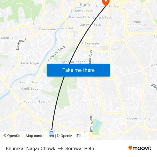Bhumkar Nagar Chowk to Somwar Peth map