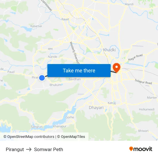 Pirangut to Somwar Peth map
