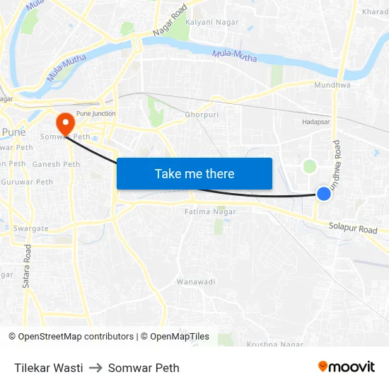 Tilekar Wasti to Somwar Peth map