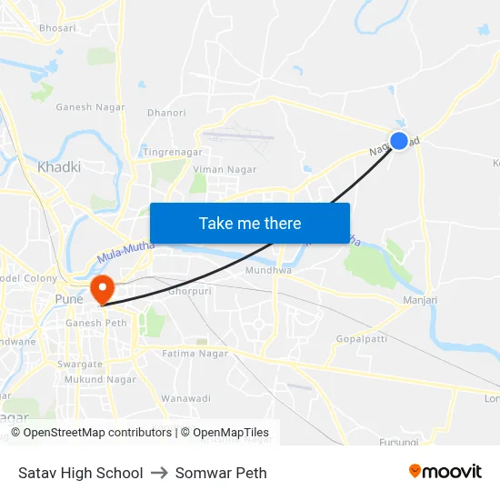 Satav High School to Somwar Peth map