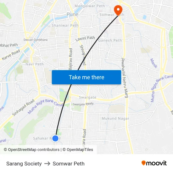 Sarang Society to Somwar Peth map