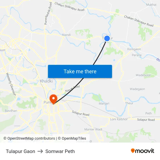 Tulapur Gaon to Somwar Peth map