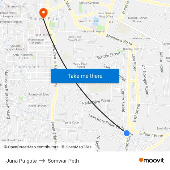 Juna Pulgate to Somwar Peth map