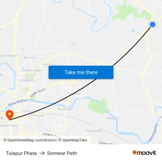 Tulapur Phata to Somwar Peth map