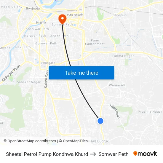 Sheetal Petrol Pump Kondhwa Khurd to Somwar Peth map