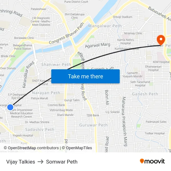 Vijay Talkies to Somwar Peth map