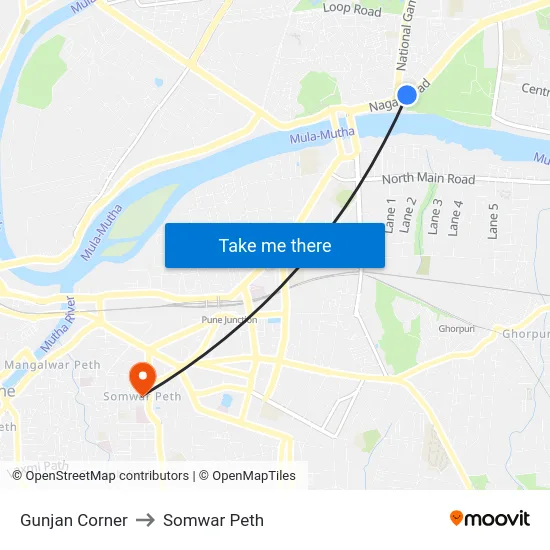 Gunjan Corner to Somwar Peth map